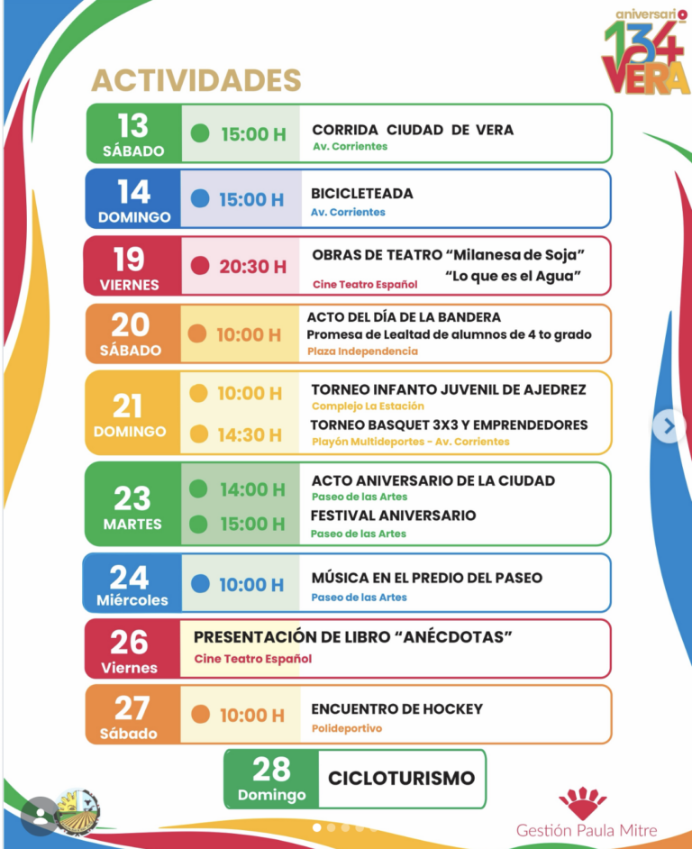 134° Aniversario Fundacional de Vera